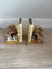 Playtime Teddies Book Ends 1990s heavy vintage baby on rocking horses bookends 