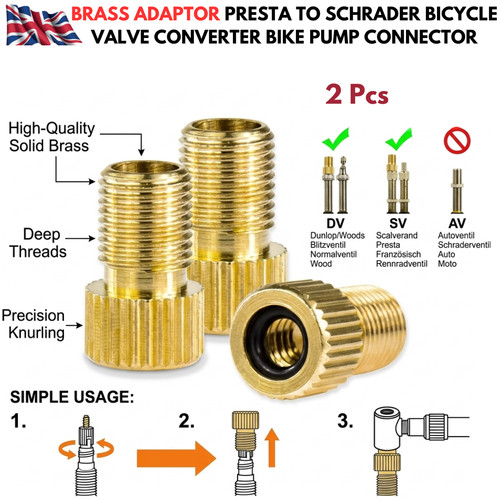 Brass adaptor presta - presta, to