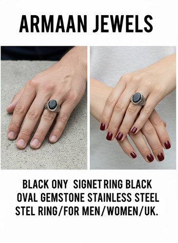 Black onyx signet ring - onyx,