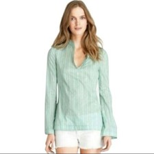 Tory Burch Green & White Sequin Stephanie Tunic. Size 6. Excellent Condition.