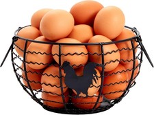 Wire Egg Basket Farmhouse Kitchen Organiser, Metal, Black, 21 x 21 x 12 cm 