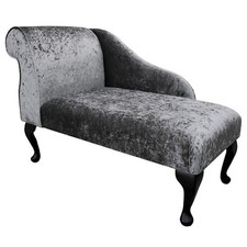 Crushed Grey Velvet Chaise