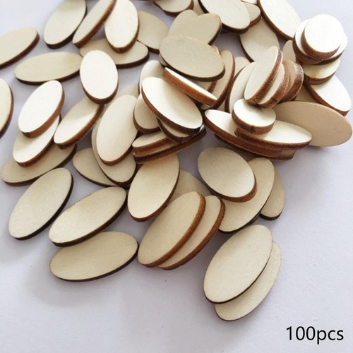 100pcs wooden oval slices - wooden,