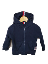 TOMMY HILFIGER sz 86 CM SWEATSHIRT JUMPER FULL ZIP HOOD COTTON SOLID LOGO NEW