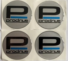 ALLOY WHEEL PFF7 GT1 PRODRIVE DOMED RESIN CENTRE CAP STICKERS X4 SILVER 50MM