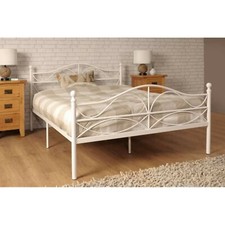 Single Double or King Metal Bedstead French Designer Style in White or Black