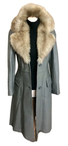 Grey leather trench coat - grey,