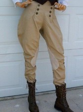 Elegant Women Front Open Khaki Jodhpurs Baggy Riding Pants Polo Hunting Breeches