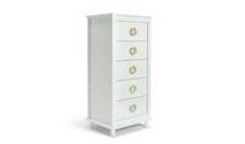 Bardot 5 Drawer Tallboy White Stylish and Compact Bedroom Storage Solution