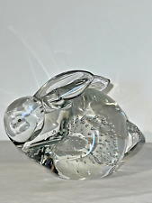 VINTAGE Controlled Bubbles BUNNY RABBIT Art Glass PAPERWEIGHT Clear EASTER DECOR