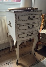 Vintage FRENCH LOUIS XV Bedside Table/side Table/ Cabinet Cream Golden