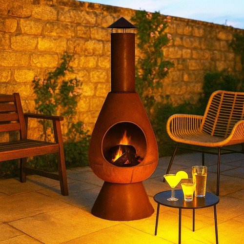 Chiminea modern patio garden - chiminea,