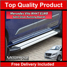 FITS MERCEDES VITO W447 2014> EXTRA LONG SILVER SIDE STEPS RUNNING BOARD BARS