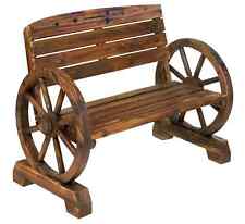 Accent Plus Rustic Wood Design Home Garden Wagon Wheel Bench Decor