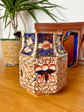 Antique Gaudy Welsh Octagonal Jug Pitcher Wade Heath Staffordshire Pottery