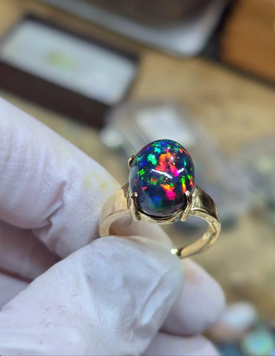 Natural black opal ring - natural,