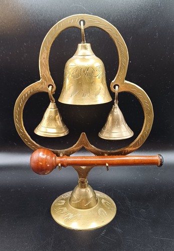 Etched brass gong bell set - brass,