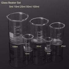  5X 5-100ml Lab Glass Cup Beaker Borosilicate Laboratory Measuring Glassware Set