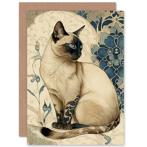 Siamese cat flower modern art - cat,