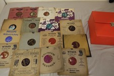 Collection of 12 vintage 10" records 78 RPM 50s + carry case
