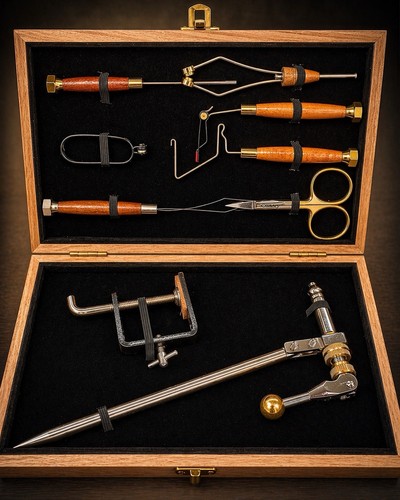 Fly tying kit wooden handle - kit,