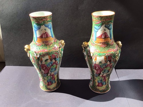 Antique pair canton famille - antique,