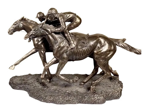 Two jockeys horse racing cold - horse,