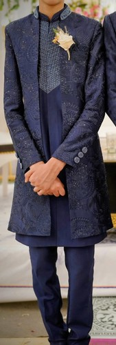 Sherwani blue art silk - blue,