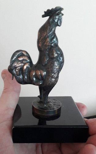 Crowing cockerel bronzed - crowing, metal