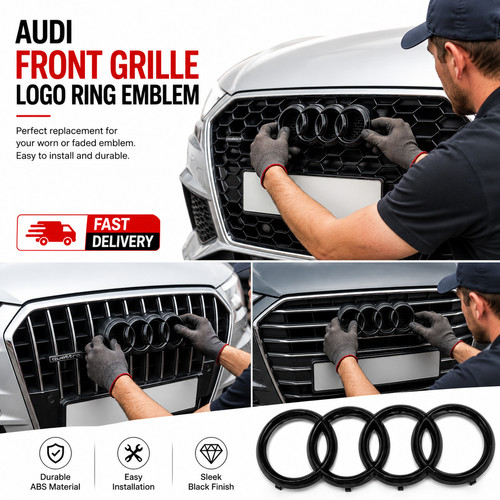 Audi silver black ring - black, abs