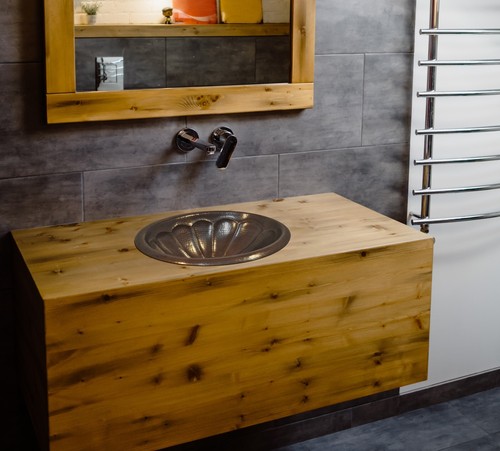 Copper hammered oval bath sink - copper,
