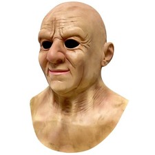 Realistic Latex Mask Overhead Halloween Old Man Mask Fancy Dress Accessory Smile