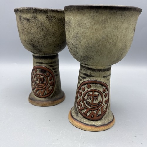 Tremar pottery wine goblet - pottery,