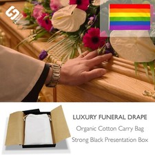 Pride Rainbow Coffin Drape 8x5ft - Gay Funeral Organic Cotton Bag & Luxury Box
