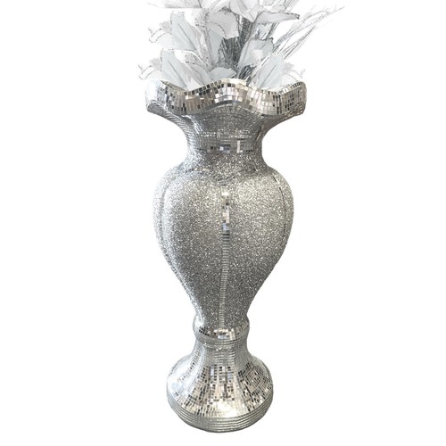 Silver glitter vase - vase, new