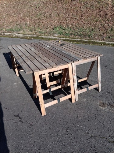 Vintage wooden trestle - vintage, tables