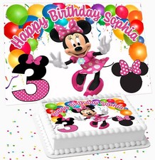 MINNIE MOUSE BIRTHDAY PARTY PERSONALISED ICING EDIBLE COSTCO CAKE TOPPER RM-765
