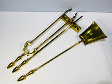 Brass Fireside Companion Set Very Large 26" Vintage Poker Tongs Shovel Fire Dog