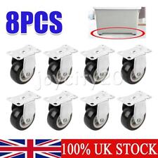 8x Universal Fixed Castor Wheels Furniture Wheel Small Caster Premium 50mm 2" UK
