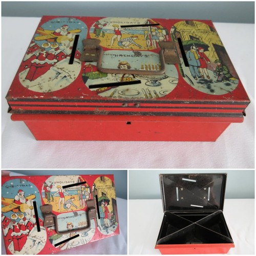 Vintage money box tin 1950s - vintage,