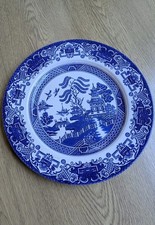 English ironstone tableware Old willow dinner plate 9 5/8" excellent 