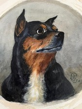 Antique Framed Dog Painting