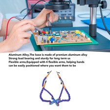 Blue Soldering Helping Hands 4 Flexible Arms Aluminum Alloy Base Third Hand HOT