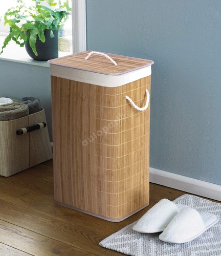 Foldable bamboo laundry hamper - bamboo,