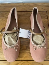 Zara SUEDE BALLERINAS WITH