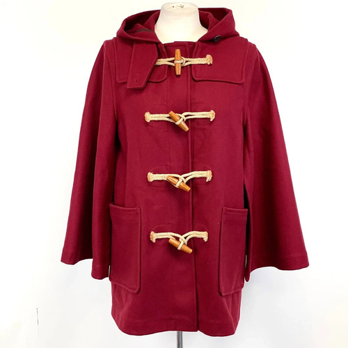 Gloverall burgundy hooded cape - hooded,
