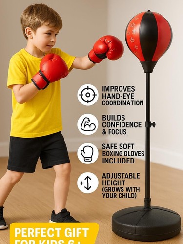 Kids punching speed bag play - kids,