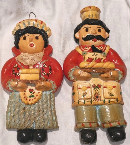 Vintage chalkware baker couple - baker,