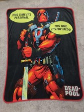 Marvel Deadpool Fleece Throw Blanket 45"x60" Comic Speech Bubbles Tacos Soft