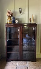 Vintage Early-Mid  C20th Oak Display China Bookcase Glazed Drinks Cabinet